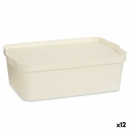 Caja de Almacenaje con Tapa Crema Plástico 14 L 29,5 x 14,3 x 45 cm (12 Unidades)
