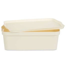 Caja de Almacenaje con Tapa Crema Plástico 14 L 29,5 x 14,3 x 45 cm (12 Unidades)