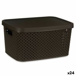 Caja de Almacenaje con Tapa Marrón Plástico 3,5 L 17,5 x 12,5 x 24 cm (24 Unidades)