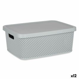 Caja de Almacenaje con Tapa Gris Plástico 13 L 28 x 15 x 39 cm (12 Unidades)