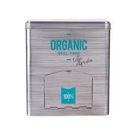 Porta cápsulas Organic Café Dispensador Gris Hojalata 9 x 18 x 16,1 cm (12 Unidades)