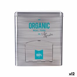 Porta cápsulas Organic Café Dispensador Gris Hojalata 9 x 18 x 16,1 cm (12 Unidades)