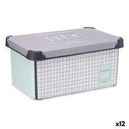 Caja de Almacenaje con Tapa Home Cuadriculado Gris Plástico 10 L 23,5 x 16,5 x 35 cm (12 Unidades) Precio: 55.50000049. SKU: B19JERSYSL