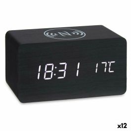 Reloj Despertador con Cargador Inalámbrico Negro PVC Madera MDF 15 x 7,5 x 7 cm (12 Unidades) Precio: 171.94999998. SKU: B136CLG8VR