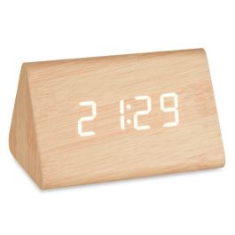 Reloj Digital de Sobremesa Marrón PVC Madera MDF 11,7 x 7,5 x 8 cm (12 Unidades)
