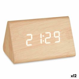 Reloj Digital de Sobremesa Marrón PVC Madera MDF 11,7 x 7,5 x 8 cm (12 Unidades)