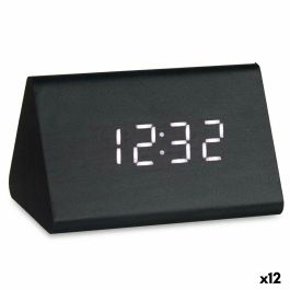 Reloj Digital de Sobremesa Negro PVC Madera MDF 11,7 x 7,5 x 8 cm (12 Unidades)
