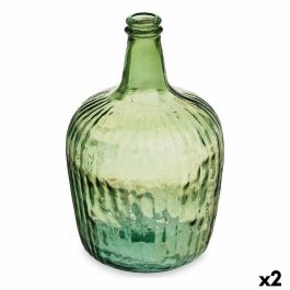 Botella Rayas Decoración 19,5 x 35,5 x 19,5 cm Verde (2 Unidades)