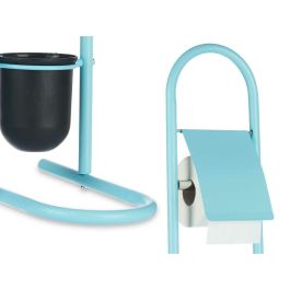 Portarrollos de Papel Higiénico con Soporte para Escobilla 16 x 28,5 x 80,8 cm Azul Metal Plástico Bambú (4 Unidades)