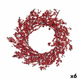 Corona de Navidad Rojo Plástico 48 x 10 x 48 cm (6 Unidades)