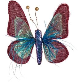 Figura Decorativa Mariposa Azul Rosa 14 x 3 x 18 cm (8 Unidades)