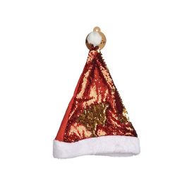 Gorro de Papá Noel Lentejuelas Rojo Dorado 28 x 2 x 39 cm (12 Unidades)