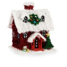 Figura Decorativa Casa Espumillón Blanco Rojo Polipropileno PET 19 x 24,5 x 19 cm (12 Unidades)