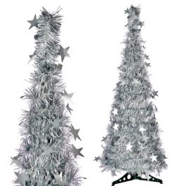 Árbol de Navidad Plateado Espumillón 38 x 38 x 150 cm (6 Unidades)