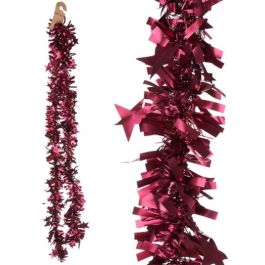 Guirnalda de Navidad Espumillón Estrellas Fucsia 9 x 9 x 200 cm (36 Unidades)