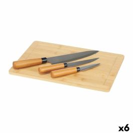 Set de Cuchillos Tabla de cortar Queso Marrón Bambú (6 Unidades)