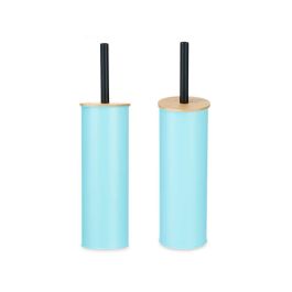 Escobilla para el Baño Azul Metal Bambú Plástico 9,5 X 27 X 9,5 cm (6 Unidades)