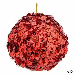 Set de Bolas de Navidad Lentejuelas Rojo Plástico 8 x 8 x 8 cm (12 Unidades) Set de Bolas de Navidad Lentejuelas Rojo Plástico 8 x 8 x 8 cm (12 Unidades)