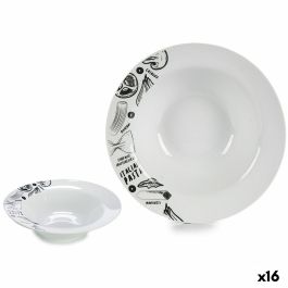 Plato para Pasta Blanco Negro 23 x 6,5 x 23 cm Porcelana (16 Unidades) Precio: 66.95000059. SKU: B1GELEA5BW