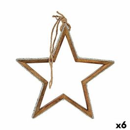 Adorno Navideño Estrella Plateado Yute Madera 28,5 x 6 x 56 cm (6 Unidades)
