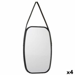 Espejo de pared Negro Cristal Polipiel 43 x 65 x 3 cm (4 Unidades)