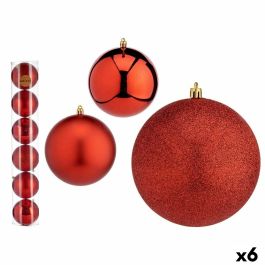 Set de Bolas de Navidad Rojo Plástico Ø 12 cm (6 Unidades) Set de Bolas de Navidad Rojo Plástico Ø 12 cm (6 Unidades)