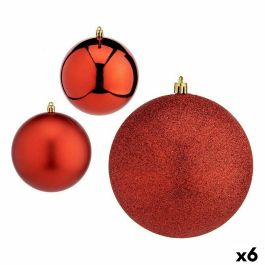 Set de Bolas de Navidad Rojo Plástico Ø 12 cm (6 Unidades) Set de Bolas de Navidad Rojo Plástico Ø 12 cm (6 Unidades)