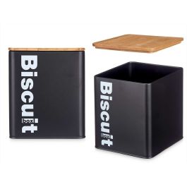 Caja para galletas y bollos Negro Metal 13,7 x 16,5 x 14 cm (6 Unidades)
