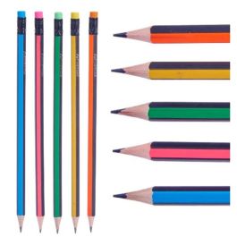 Set de Lápices Rayas Multicolor Madera (12 Unidades)