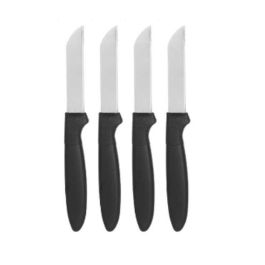 Set de Cuchillos Peladores Negro Plateado Acero Inoxidable Plástico 17,2 cm (12 Unidades)