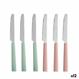 Set de Cuchillos Verde Rosa Plateado Acero Inoxidable Plástico (12 Unidades)