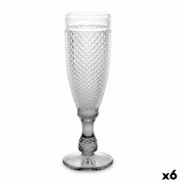 Copa de champán Diamante Transparente Antracita Vidrio 185 ml (6 Unidades)