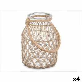 Portavelas Bote Transparente Natural Vidrio Cuerda 20 x 30 cm (4 Unidades) Precio: 79.49999959. SKU: B1D3EMED9H