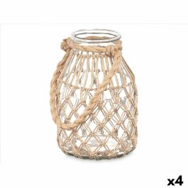 Portavelas Bote Transparente Natural Vidrio Cuerda 17 x 25 cm (4 Unidades) Precio: 74.50000008. SKU: B135SE35WA