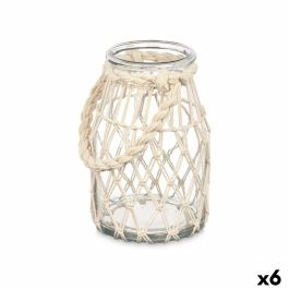 Portavelas Bote Blanco Transparente Vidrio Cuerda 14 x 21 cm (6 Unidades) Precio: 73.50000042. SKU: B18FLKJ89V