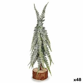 Árbol de Navidad Nevado Árbol de Navidad 25 cm Blanco Verde Madera Plástico (48 Unidades)