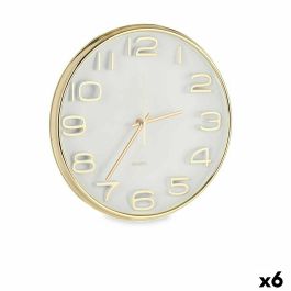 Reloj de Pared Cuadrado Redondo Dorado Vidrio Plástico 33 x 33 x 5,5 cm (6 Unidades) Precio: 54.94999983. SKU: B15958GLDF