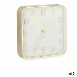 Reloj de Pared Cuadrado Dorado Vidrio Plástico 19 x 19 x 3,5 cm (12 Unidades) Precio: 47.49999958. SKU: B19RYZR32R