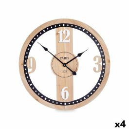 Reloj de Pared Negro Metal Madera MDF 60 x 60 x 4,5 cm (4 Unidades)