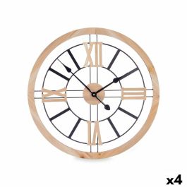 Reloj de Pared Negro Metal Madera MDF 60 x 60 x 4,5 cm (4 Unidades) Precio: 98.9500006. SKU: B18NBKAFLE