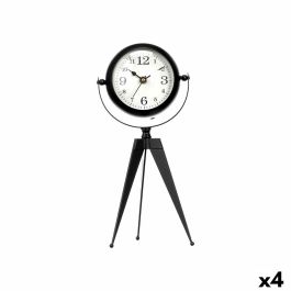 Reloj de Mesa Trípode Negro Metal 12 x 30 x 12 cm (4 Unidades)