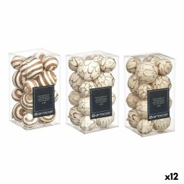 Set de Bolas Decorativas Marrón Blanco (12 Unidades)