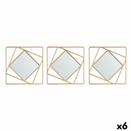 Juego de Espejos Cuadrado Abstracto Dorado Polipropileno 78 x 26 x 2,5 cm (6 Unidades)