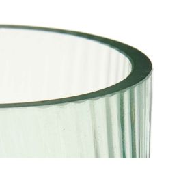 Jarrón Rayas Verde Cristal 9,5 x 16,5 x 9,5 cm (8 Unidades)