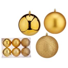 Set de Bolas de Navidad Dorado PVC Ø 12 cm (6 Unidades)