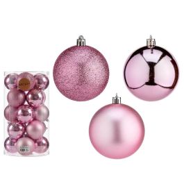 Set de Bolas de Navidad Rosa Plástico Ø 8 cm (6 Unidades)