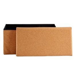 Caja Decorativa Plegable Marrón Corcho Madera MDF 36 x 36 x 72 cm (4 Unidades)