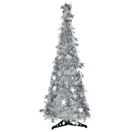 Árbol de Navidad Plateado Espumillón 37 x 37 x 105 cm (6 Unidades)