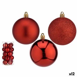 Set de Bolas de Navidad Ø 7 cm Rojo Plástico (12 Unidades)