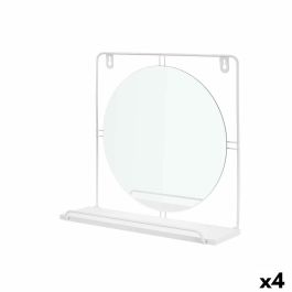Espejo de pared Blanco Metal Madera MDF 33,7 x 30 x 10 cm (4 Unidades)